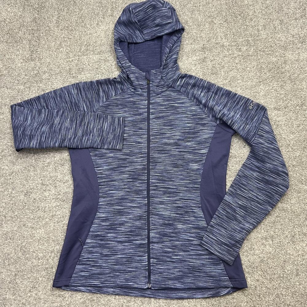 Columbia Jacket Womens Large Blue Space Dye Full Zip Hooded Athletic Sweatshirt